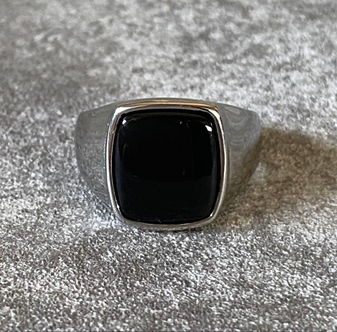 Mexican Jewelry Silver Onyx Signet Ring Black