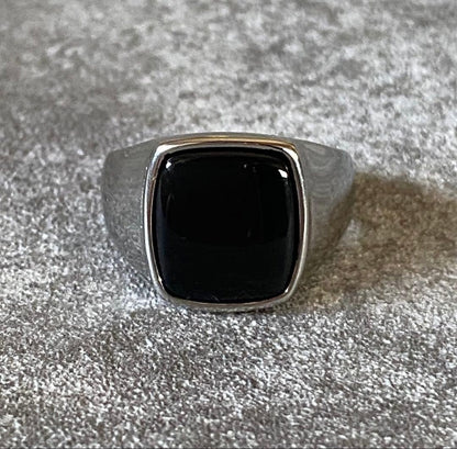 Mexican Jewelry Silver Onyx Signet Ring Black
