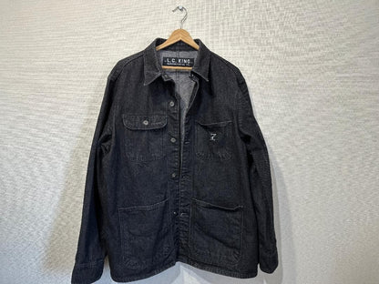 LC King Pointer Black Denim Chore Coat Charcoal Used JAPAN