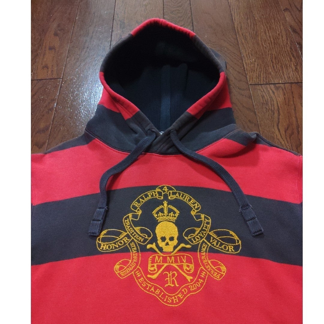 Vintage RUGBY POLO RALPH LAUREN hoodie, size M, skull embroidery.