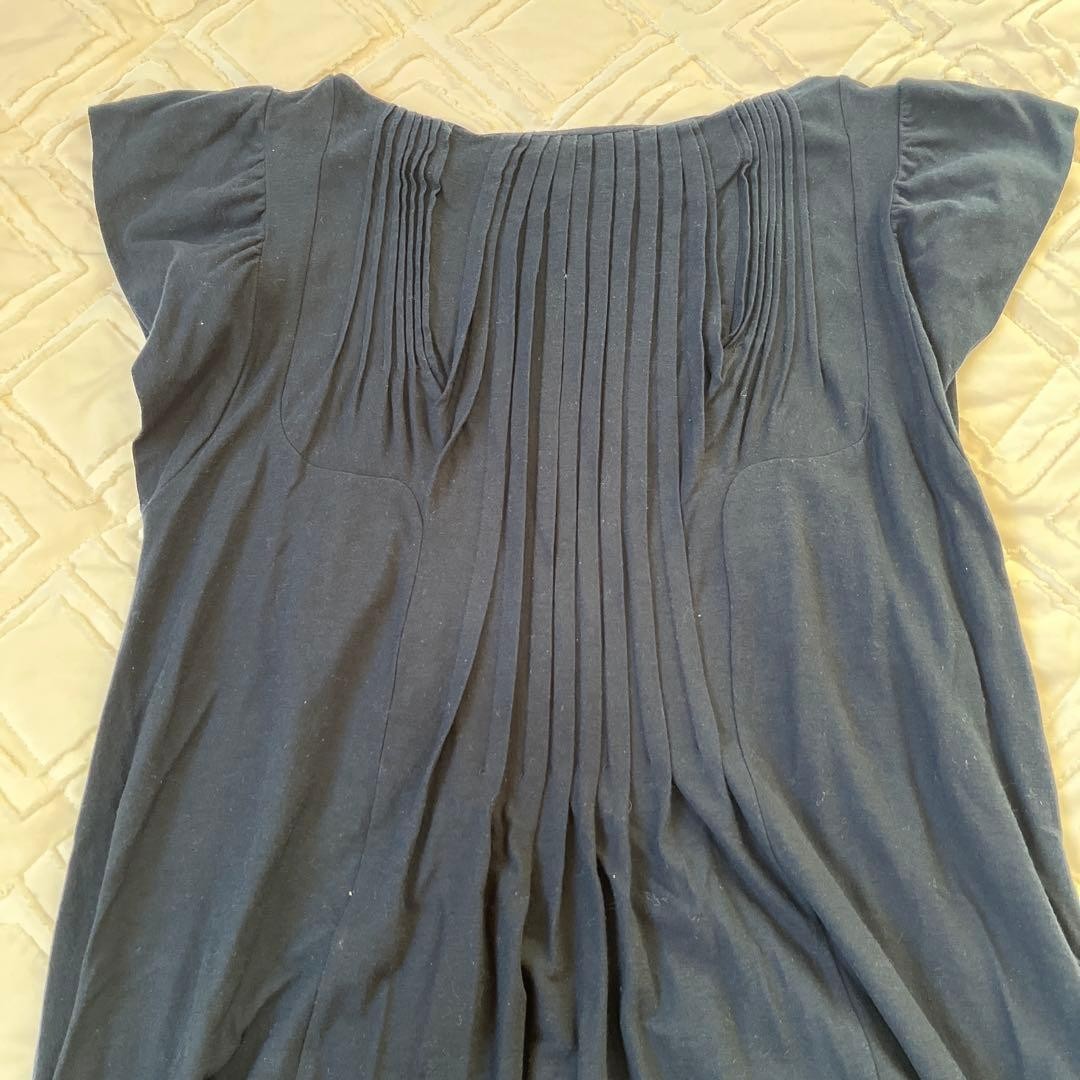TSUMORI CHISATO Dark Navy Short Sleeve Tunic Dress Navy 33.8 inches