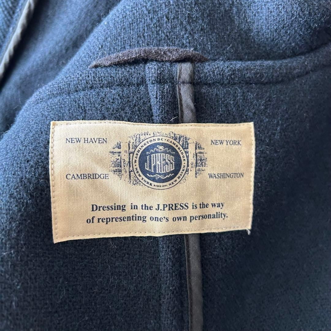 J.Press Duffle Coat Herringbone Long Navy Size LL From Japan