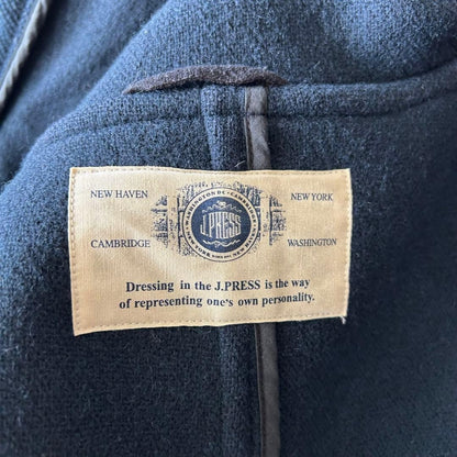 J.Press Duffle Coat Herringbone Long Navy Size LL From Japan