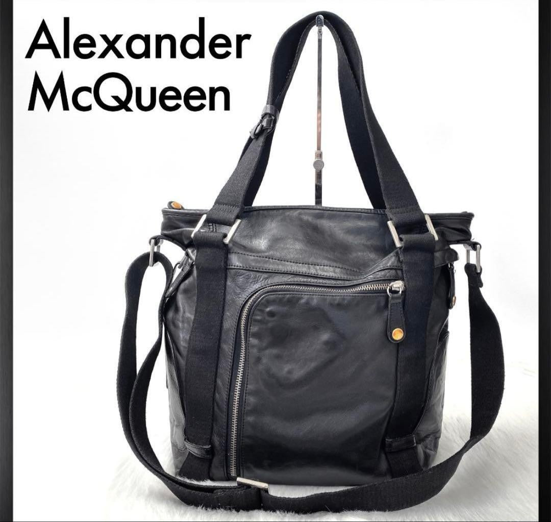 Alexander McQueen 2Way Shoulder Bag Black Leather Used From japan