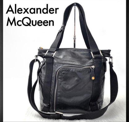 Alexander McQueen 2Way Shoulder Bag Black Leather Used From japan