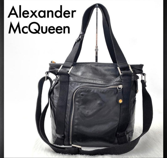Alexander McQueen 2Way Shoulder Bag Black Leather Used From japan