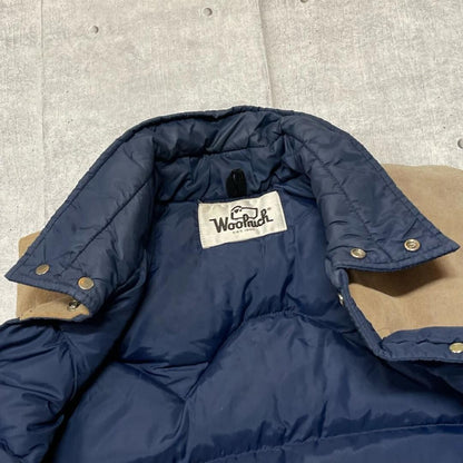 Woolrich Men jacket Vintage 70S Extreme Wool Rich Yaw Leather Down Vest Limited