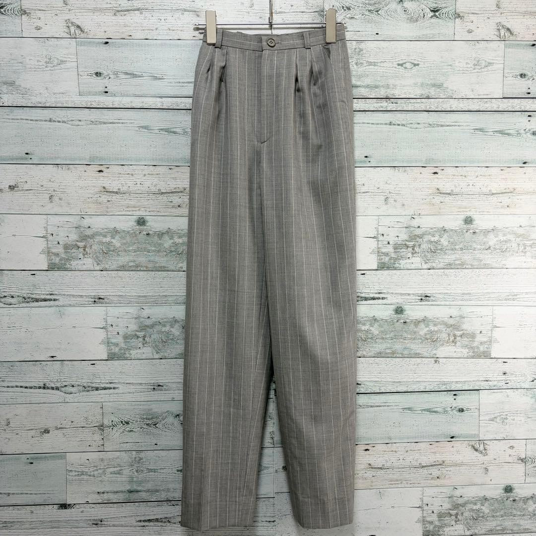 Yves Saint Laurent 90s Double Breasted Wool Suit Set Gray Pinstripe 34