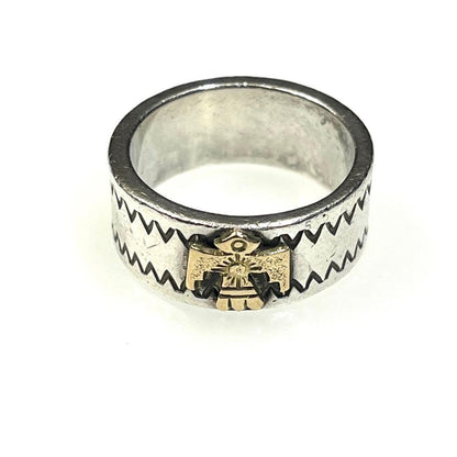 Arizona Freedom Ring, Thunderbird Motif, 18k Gold, Sterling Silver 925