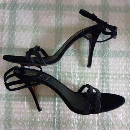 Rare Fendi Black Ankle Strap High Heel Sandals Size 38 (US 7.5-8)