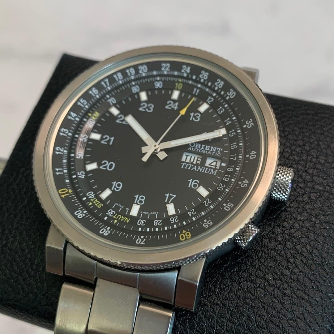 Automatic Titanium Slide Rule Watch ORIENT EM58-C0 Vintage Rare Model