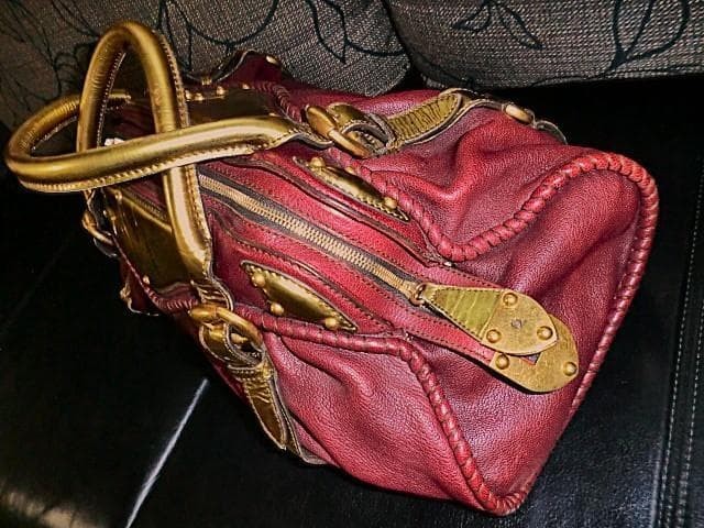 Alexander McQueen Leather Boston Bag Women's Bordeaux Auth From Japan