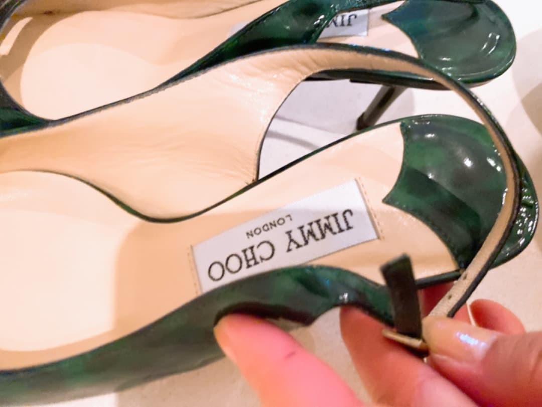 Rare Jimmy Choo Green 6cm Mule Sandals Women's Size EU35.5 / US5.5 Back Strap