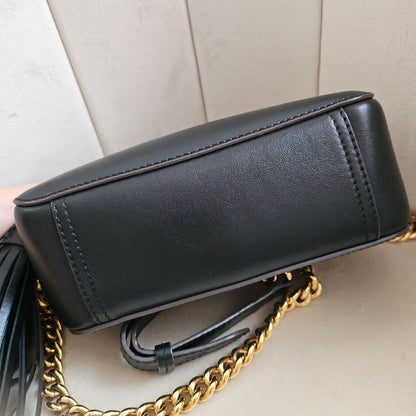 ANYA HINDMARCH CROSSBODY EYES Black Shoulder Bag Leather Used Women Very Good