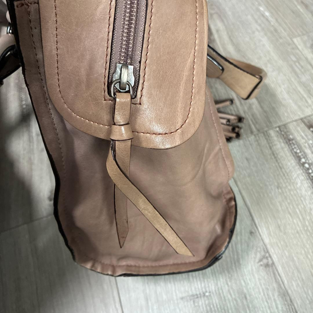 FRANCESCO BIASIA Tote bag Leather Pink Beige Authentic
