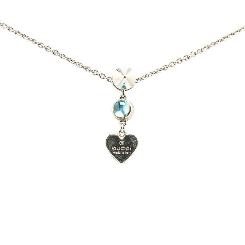 GUCCI Heart Studs Rhinestones Necklace Women 【Used】