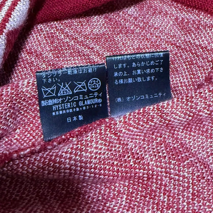 HYSTERIC GLAMOUR Women Knit Sweater Burgundy Cramps Design Rare Used Vintage JPN