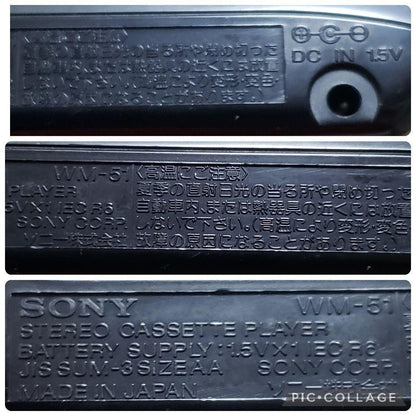 SONY WARKMAN WM-51 - Powers on, but malfunctioning. Sold as junk.
