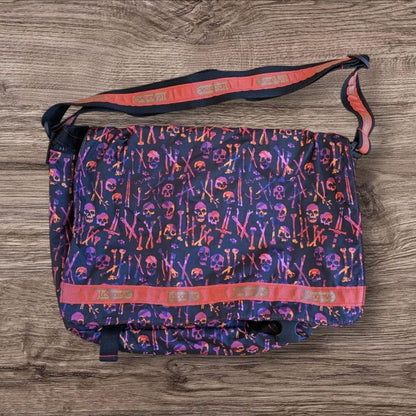 LeSportsac Black Artist-in-Residence Skull Shoulder Bag Nylon Multi From Japan