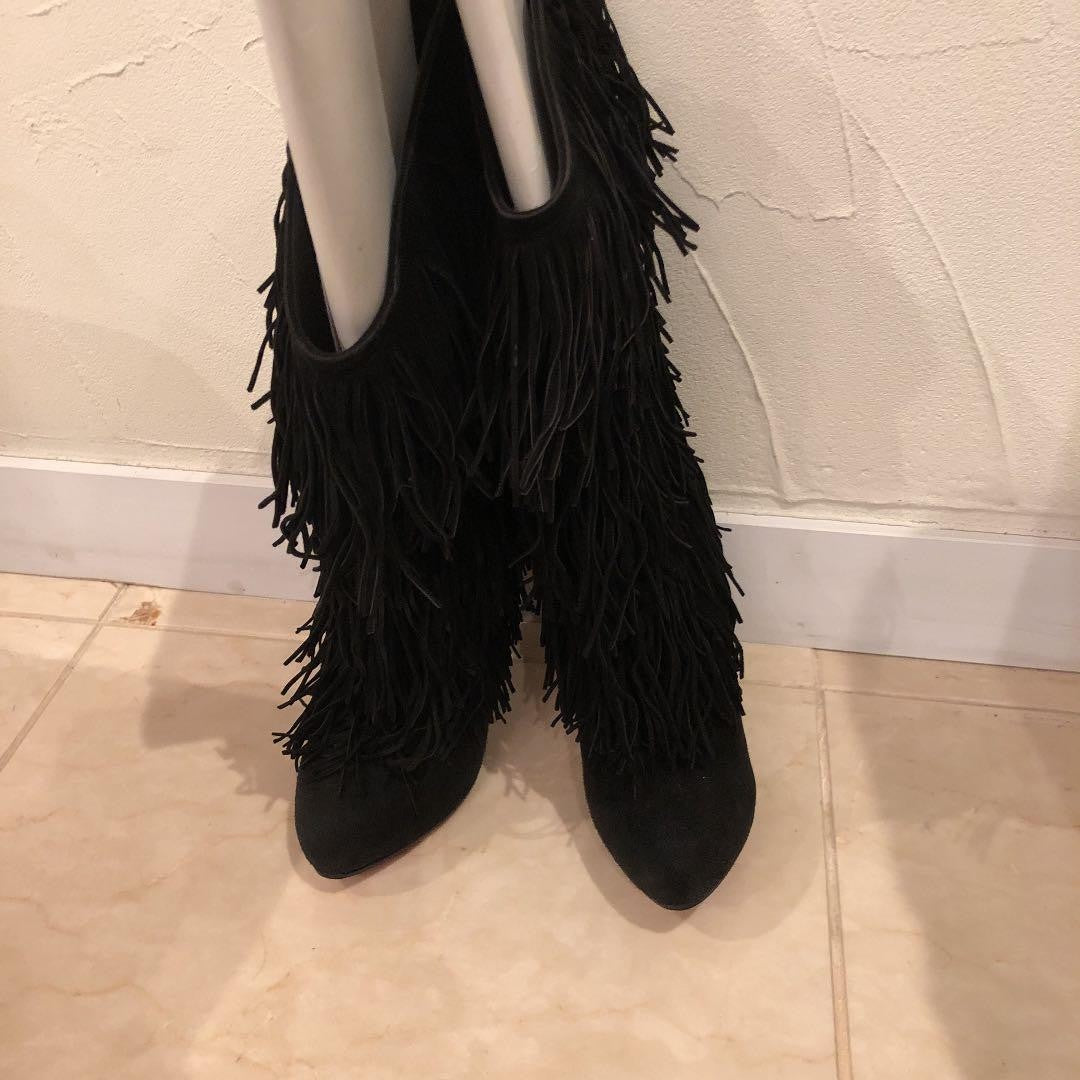Christian Louboutin fringe short Heel Boots Shoes Women Size 35 1/2Genuine