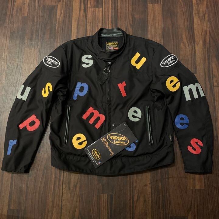 Supreme × VANSON 20ss single rider's jacket size M black Leather Logo NEW