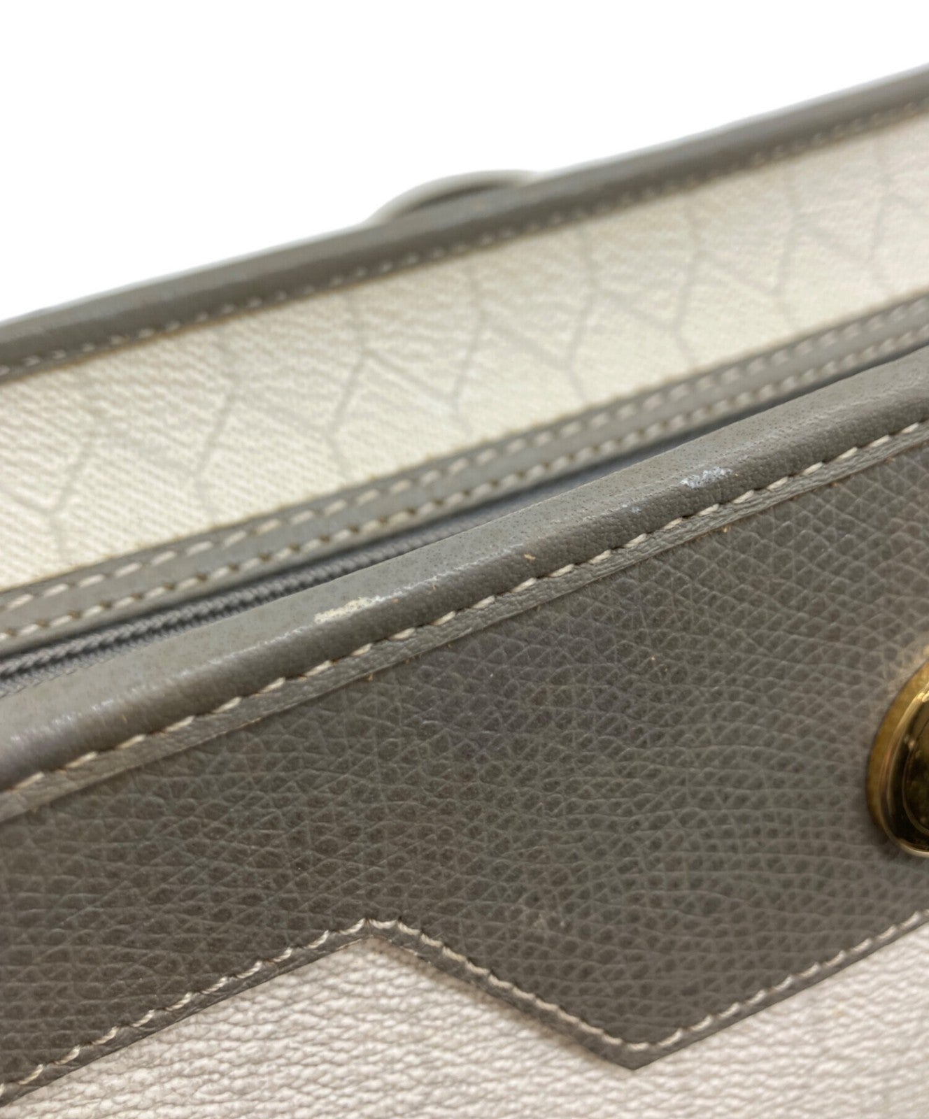 Dior Honeycomb Shoulder Crossbody Bag White Canvas Leather Vintage Authentic