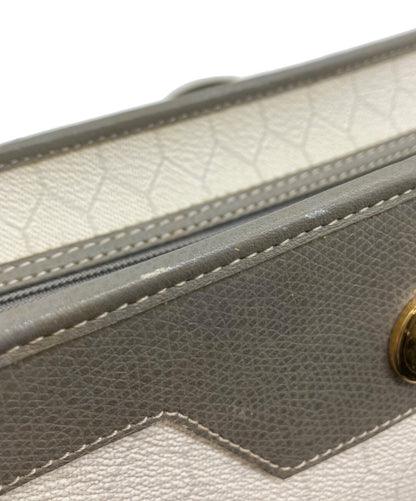 Dior Honeycomb Shoulder Crossbody Bag White Canvas Leather Vintage Authentic