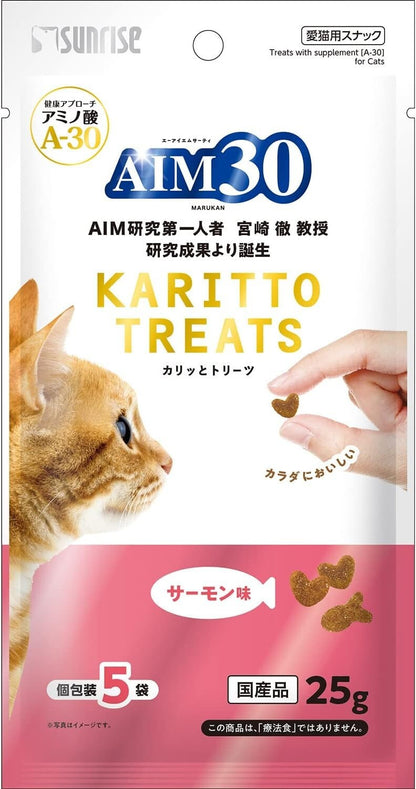 Marukan AIM30 Crispy Treats, salmon flavour, 5g x 5 bags x 3 sets. For cats