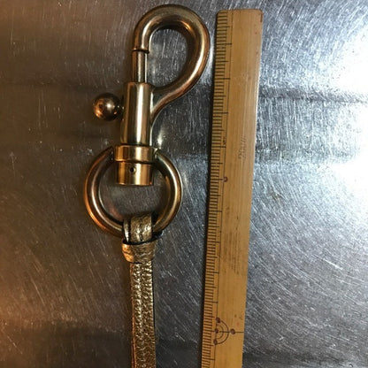 Authentic Chloe Women's Accessory Key shape Keychain Bag Charm Gold Black Logo