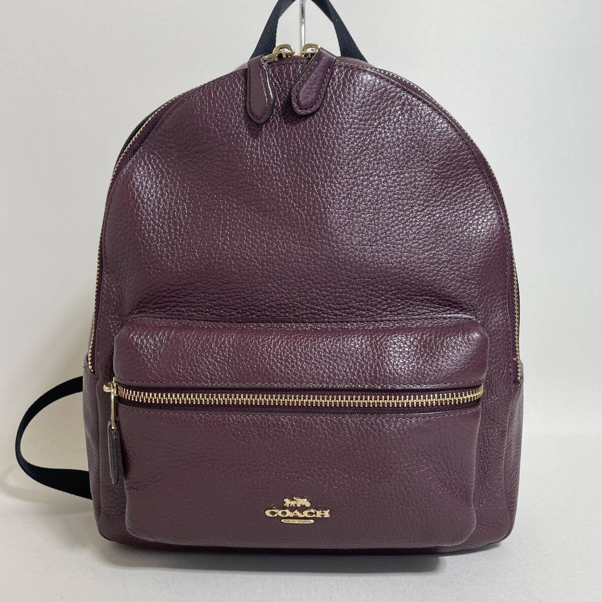Coach Leather Backpack Purple Authentic Women's Rucksack Bag