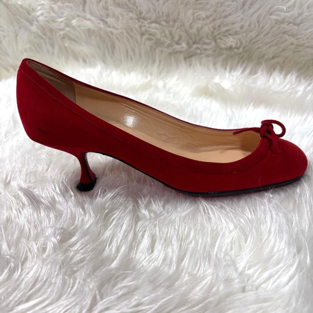 Rare Christian Louboutin Red Suede Ribbon Heels Pumps Size 35.5 (US 5)