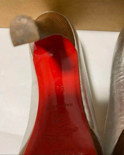 Rare Christian Louboutin Silver Leather Heels Pumps Size 36 US 6 EU 36