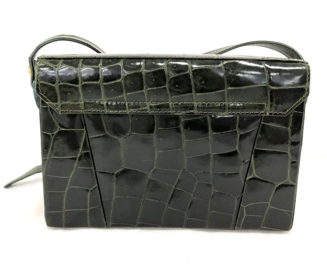 Lanvin Exotic Leather Green Shoulder Bag with Gold Hardware Excellent Condition