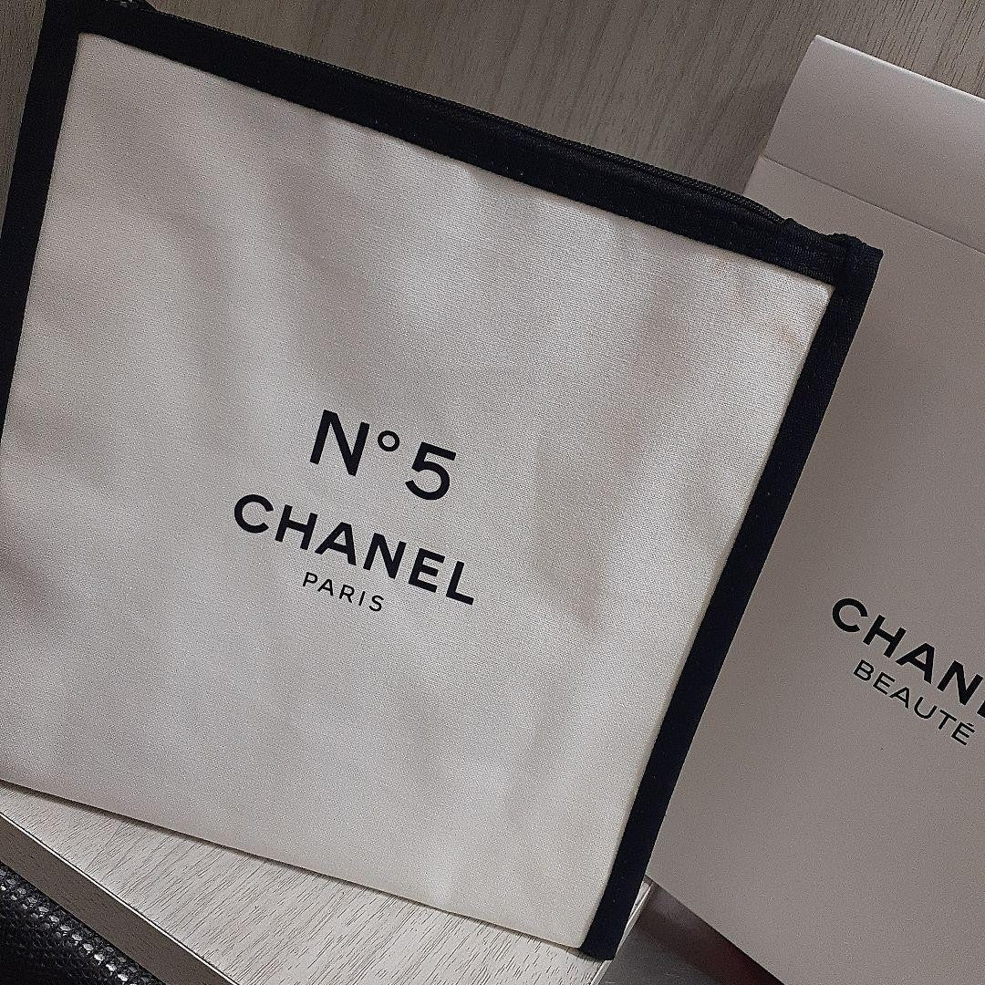 CHANEL Canvas Pouch Bag Auth White Black Women France 121304