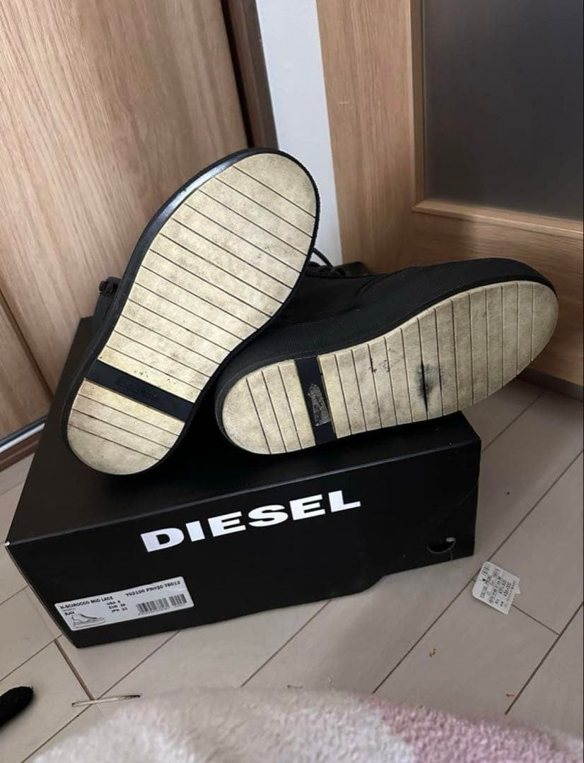 Diesel Women 6.0US Black High-Cut Sneakers Platform Sole With Box Luxury Casual