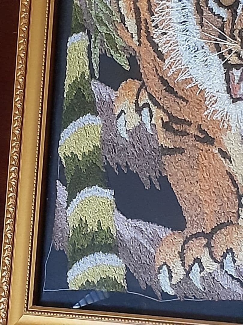 Showa Retro Thread Painting Cultural Embroidery Tiger Bamboo Grove Painting Art