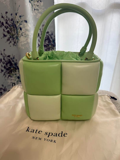 Kate Spade Boxxy Colorblocked Tote Serene Green Multi USED From JAPAN