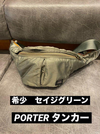 PORTER Tanker Waist Shoulder Body Bag Rare Sage Green from japan USED