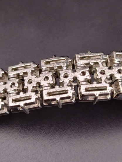 Authentic GUCCI Crystal GG Web Bracelet Silver Tone Vintage Rare Jewelry Italy