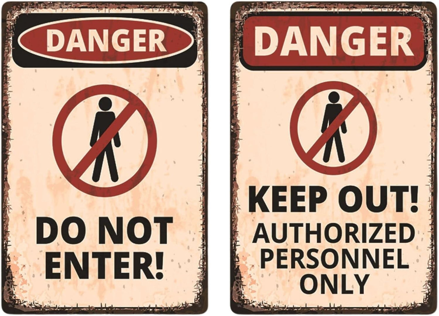 FrugeL Tinplate sign No Trespassing Set of 2 20cm 30cm perforated security (K.O)