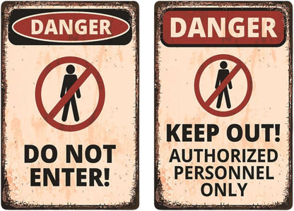 FrugeL Tinplate sign No Trespassing Set of 2 20cm 30cm perforated security (K.O)