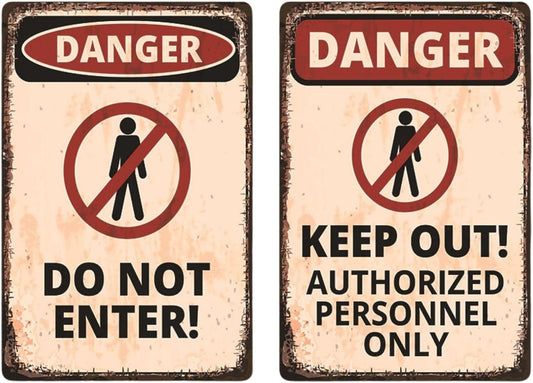 FrugeL Tinplate sign No Trespassing Set of 2 20cm 30cm perforated security (K.O)