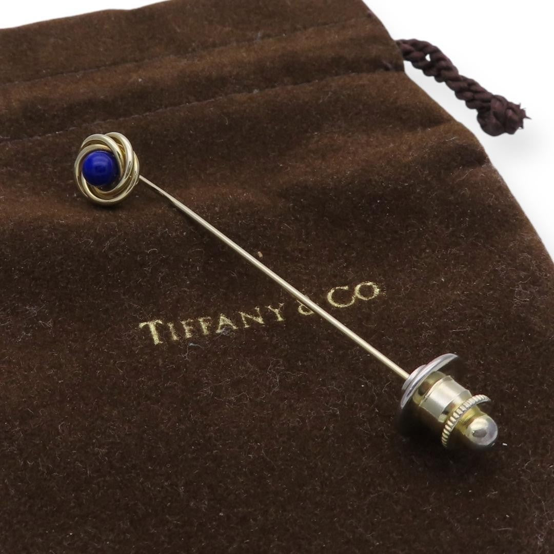 Tiffany & Co. Vintage Yellow Gold Lapis Lazuli Pin Brooch K14 Natural Stone