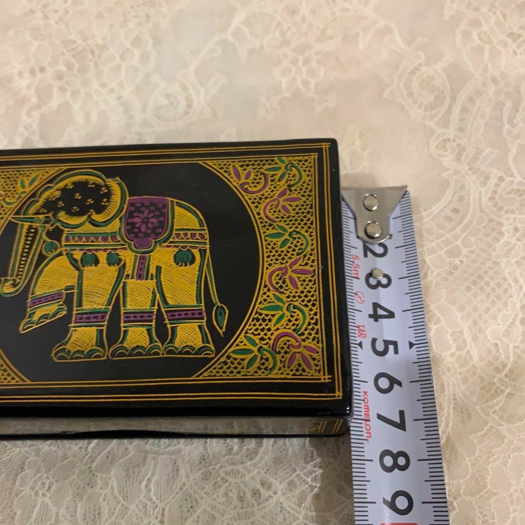 Thai Lacquerware Small Item Box Elephant Asian Decor