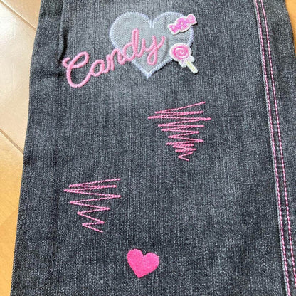 Mezzo Piano m424 Kids Denim Pants Retro Embroidered Cute Used