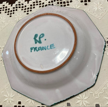 Robert Picault Blue Green Octagonal Pasta Plate Bowl 23cm