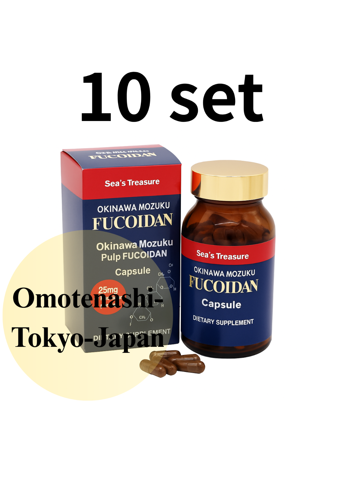 Fucoidan Extract Bulk Powder Capsules Set of 10 Seaweed Supplement Kanehide U