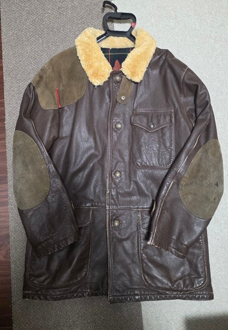 C.P. Company Dutch Police Leather Hunting Jacket 1982~ Distressed Look58cm Japan