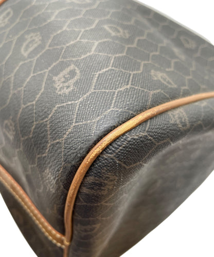 Dior Honeycomb Hand Bag Black Canvas Leather Vintage Authentic