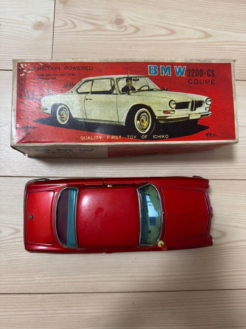 【Vintage Tin Car】 Ichiko BMW 3200-CS Coupe Red Original Vintage Item